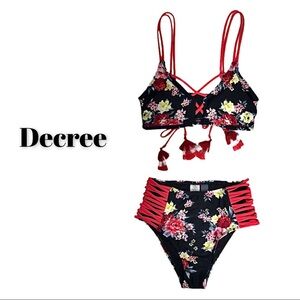 NWT Decree Floral HighWaist Cheeky Bikini Swimsuit
